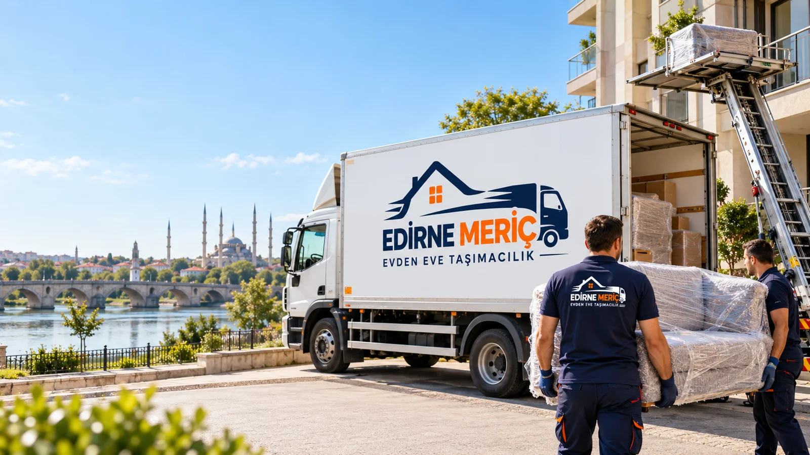 Balkona uzanan portatif dış cephe asansörü ve taşıma aracı, temsili